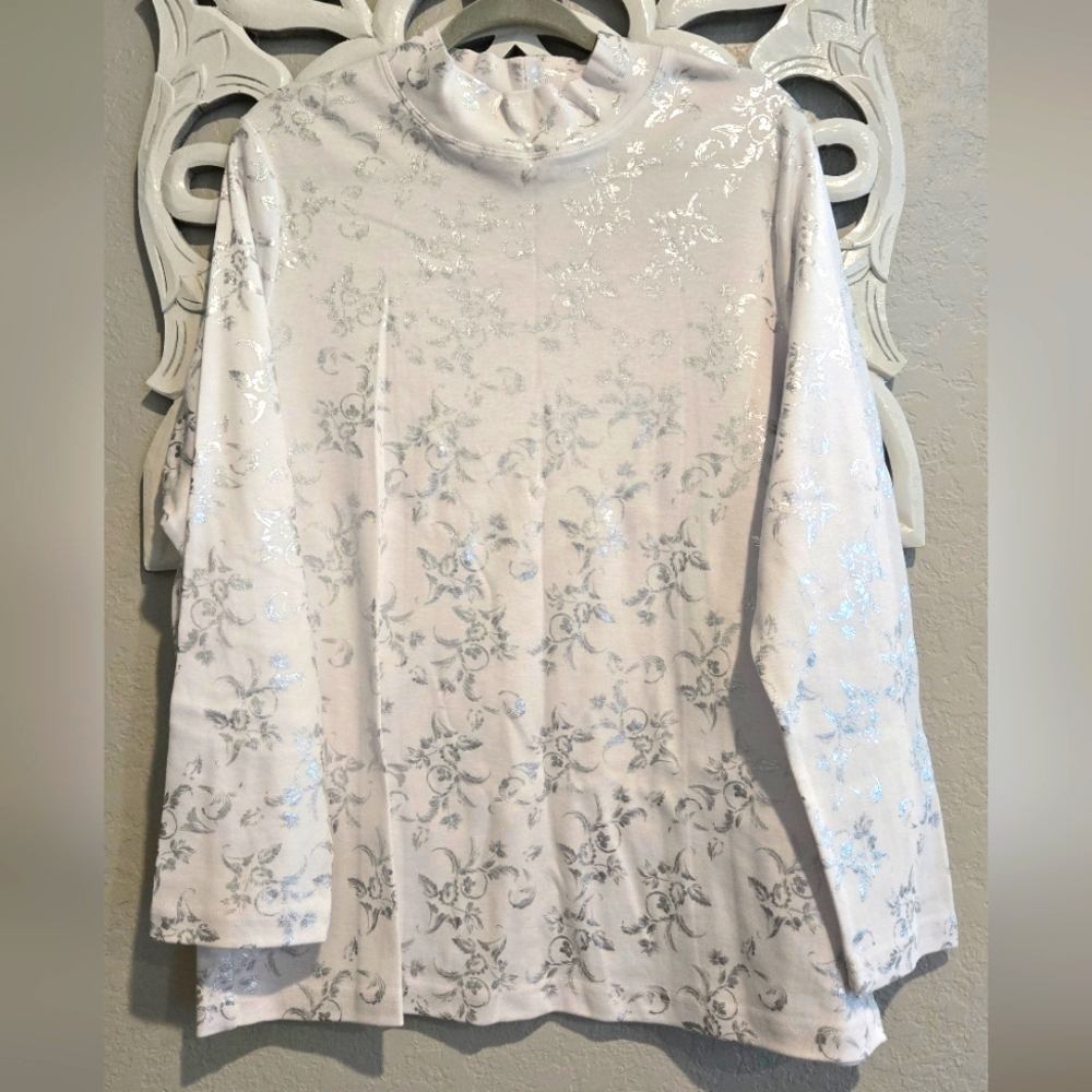 Blair Mock Turtleneck Silver Filigree - XL